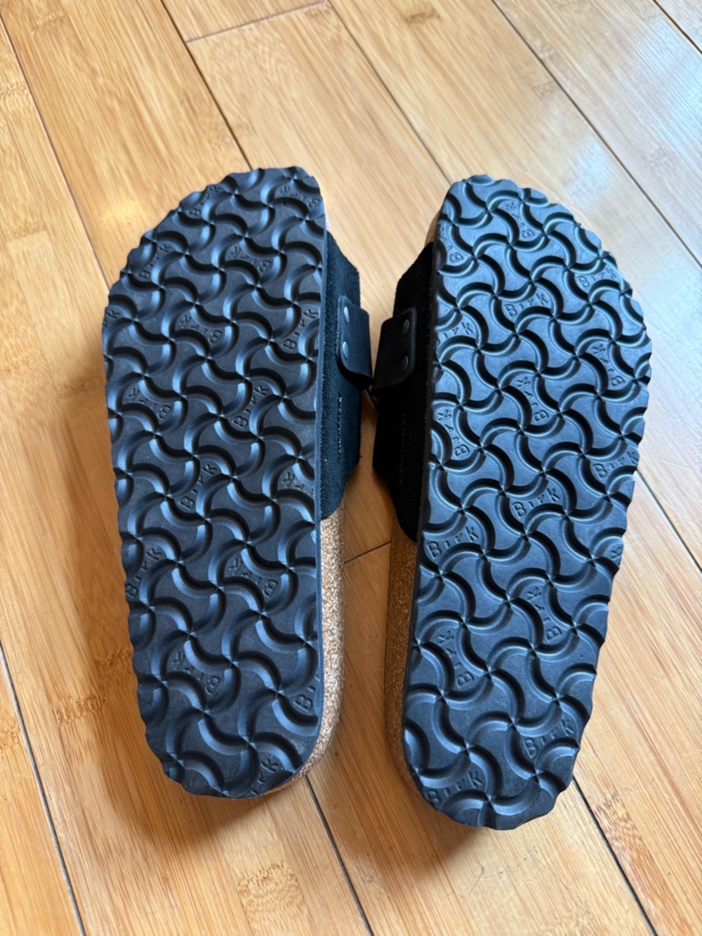 Birkenstock Oita Black Suede Cork Slide - Picture 8 of 8